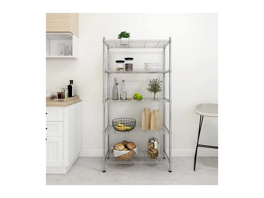 Étagère de rangement 5 niveaux 90x35x180 cm Chrome 250 kg OFR86403 BonneVie Meuble