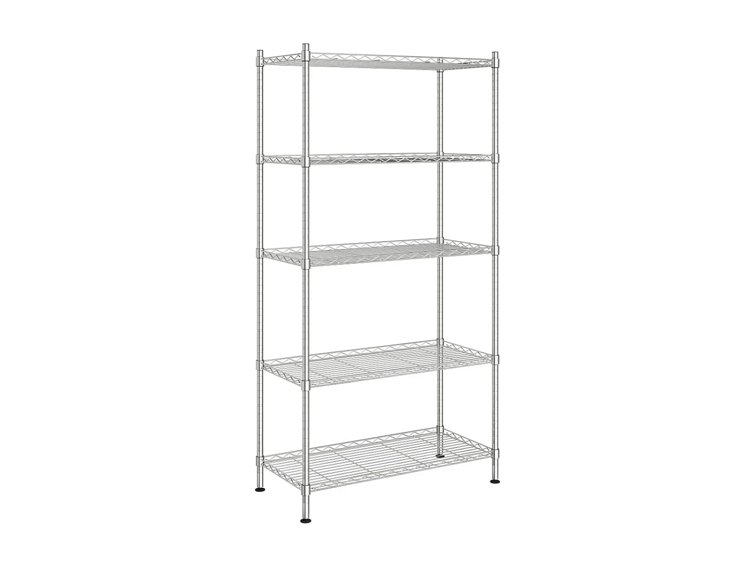 Étagère de rangement 5 niveaux 90x35x180 cm Chrome 250 kg OFR86403 BonneVie Meuble