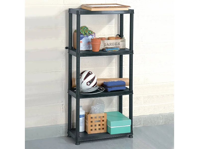 Estante de almacenaje 4 niveles negro plástico 61x30,5x130 cm ES730430