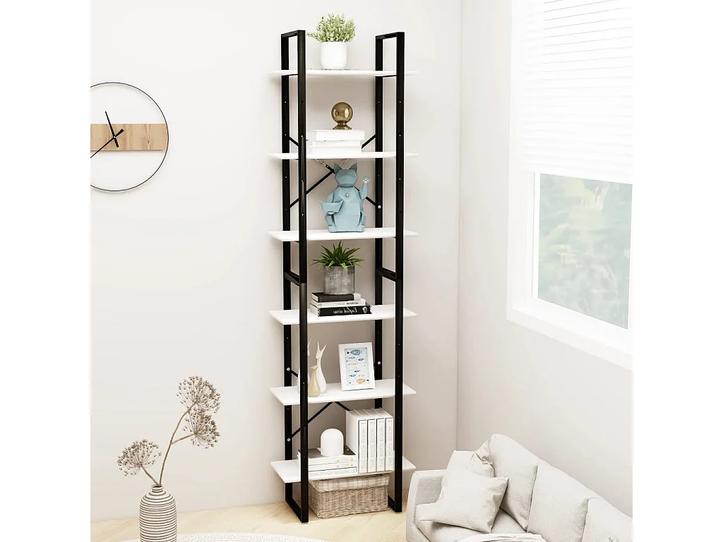 Étagère de rangement Blanc 60x30x210 cm Bois de pin massif OFR83921 BonneVie Meuble