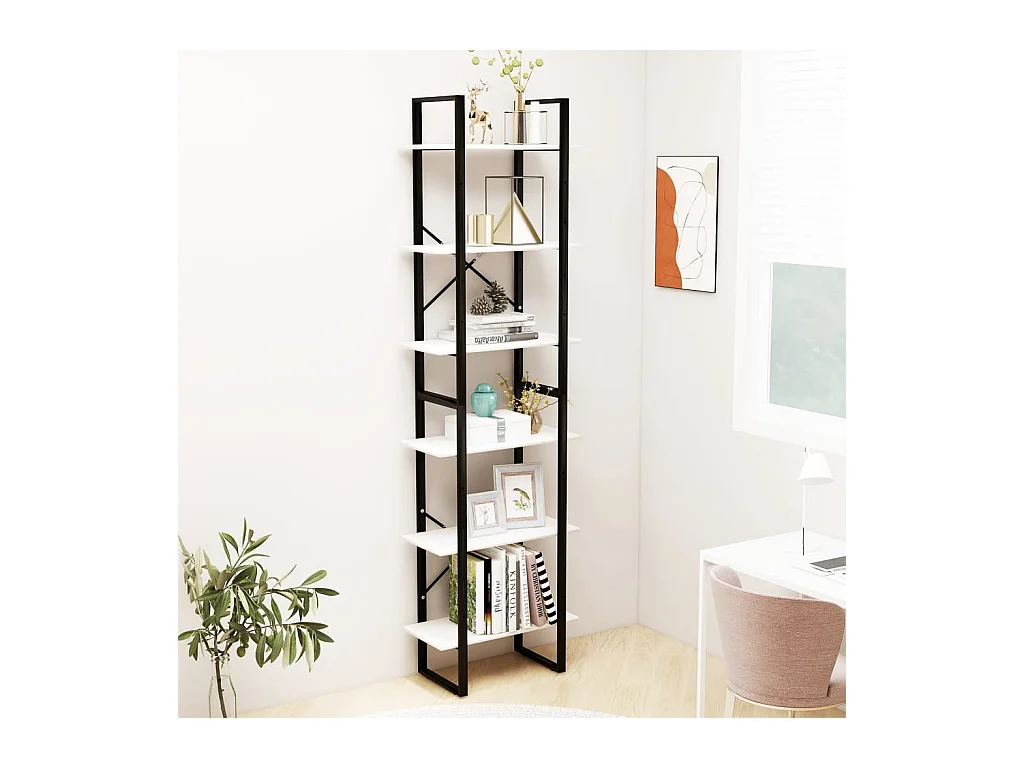 Étagère de rangement Blanc 60x30x210 cm Bois de pin massif OFR83921 BonneVie Meuble
