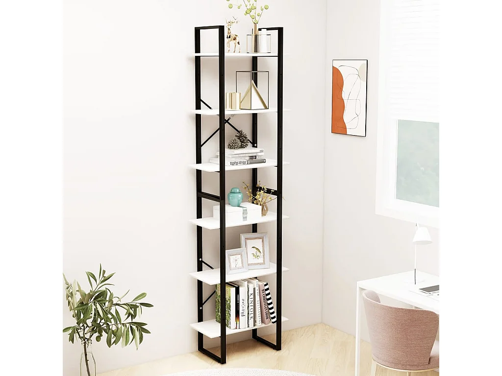 Étagère de rangement Blanc 60x30x210 cm Bois de pin massif OFR83921 BonneVie Meuble