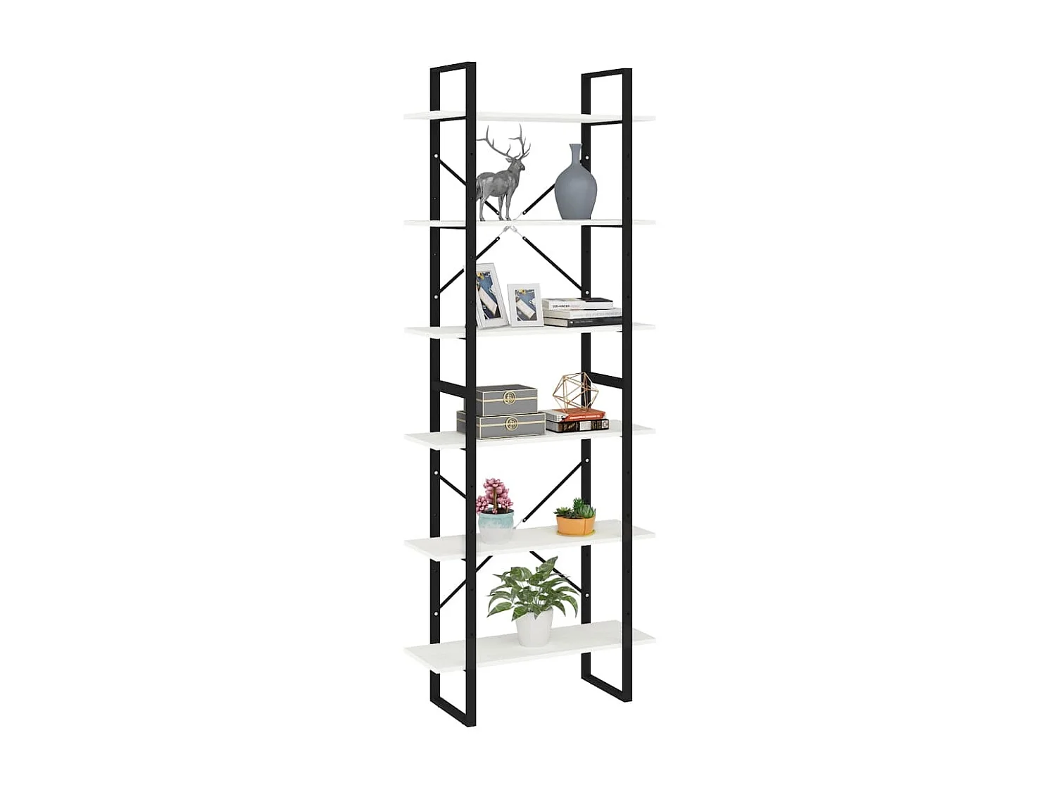 Etagère à poser Blanc 80x30x210 cm Bois de pin solide OFR96144 BonneVie Meuble