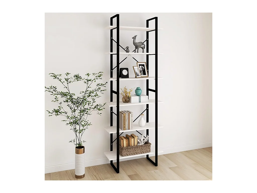 Etagère à poser Blanc 80x30x210 cm Bois de pin solide OFR96144 BonneVie Meuble