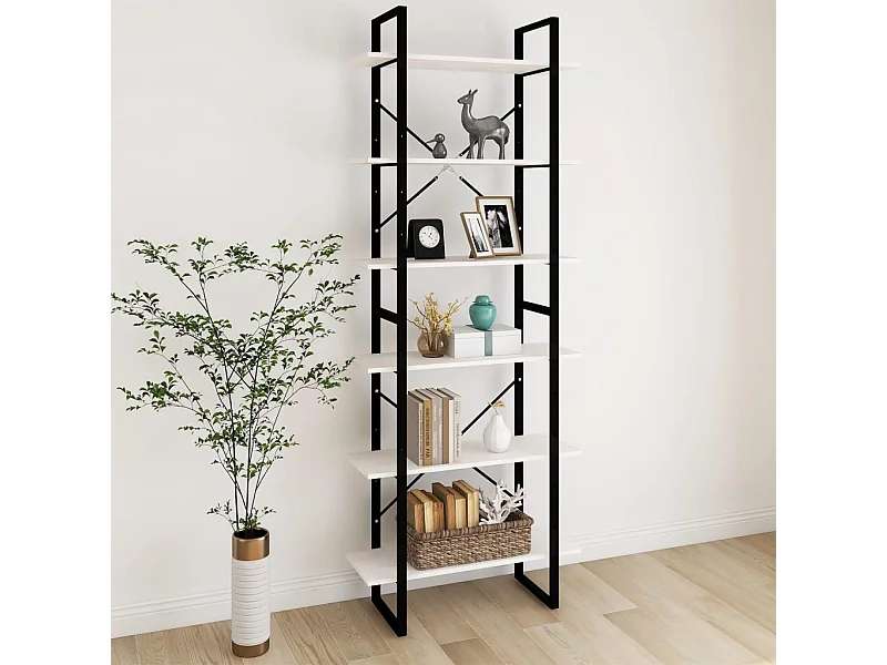 Etagère à poser Blanc 80x30x210 cm Bois de pin solide OFR96144 BonneVie Meuble