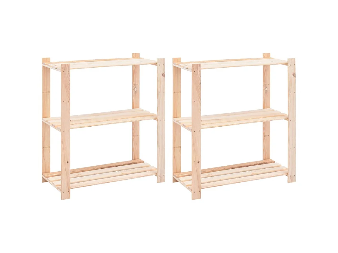 Étagères de rangement à 3 niveaux 2 pcs 80x38x90 cm Pin 150 kg OFR24936 BonneVie Meuble