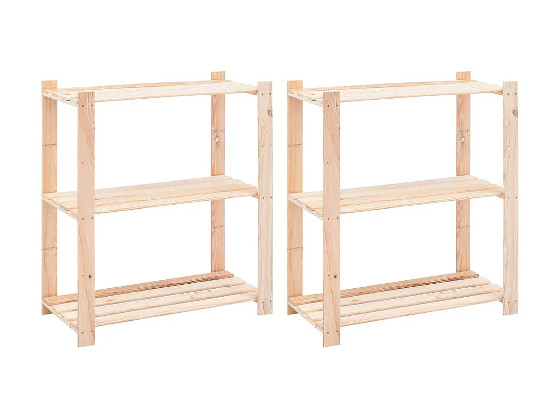 Étagères de rangement à 3 niveaux 2 pcs 80x38x90 cm Pin 150 kg OFR24936 BonneVie Meuble