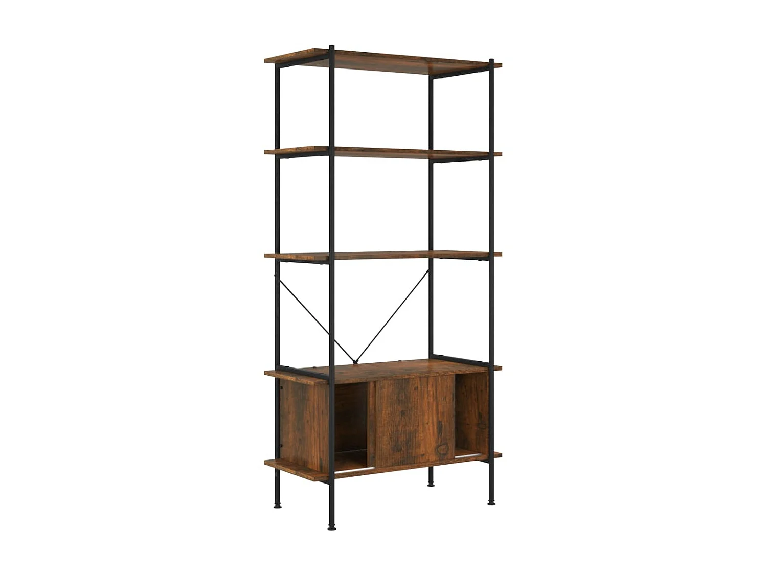 Étagère à 5 niveaux armoire 80x40x163cm Acier bois d'ingénierie OFR36131 BonneVie Meuble