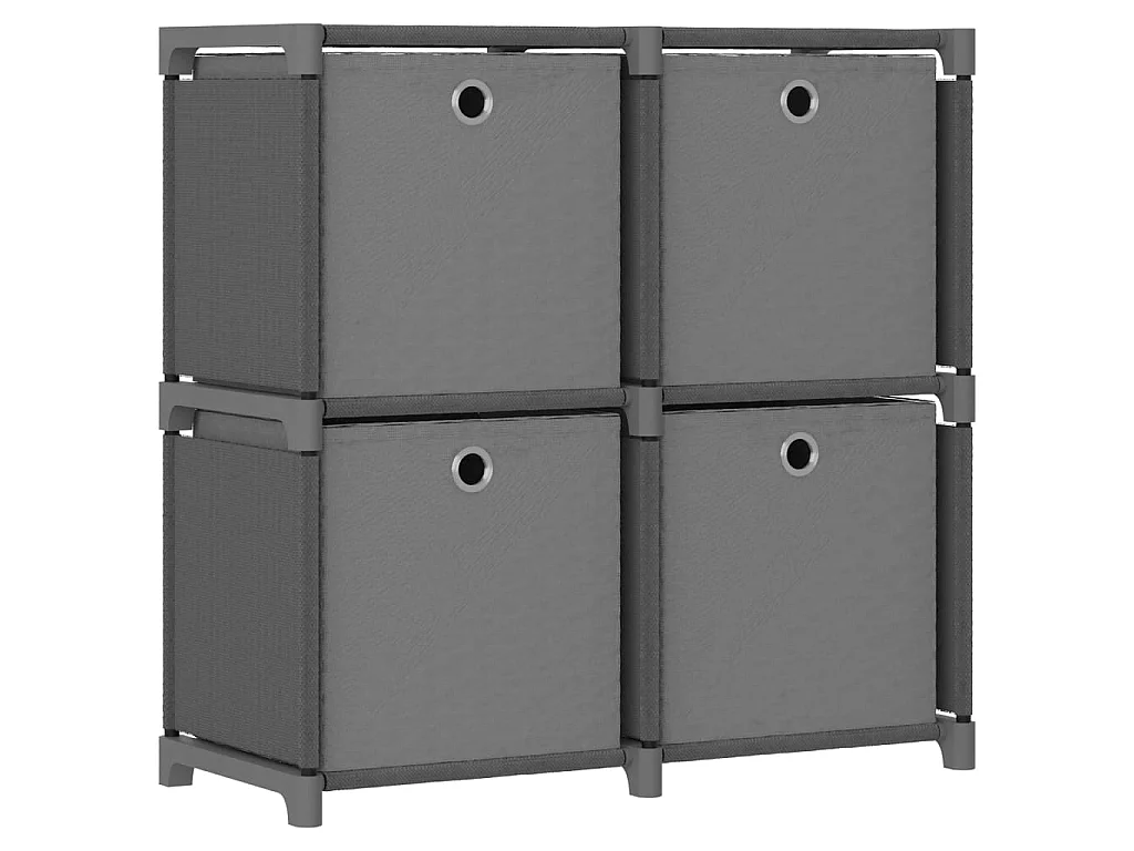 Estantería de 4 cubos con cajas de tela gris 69x30x72,5 cm ES510472