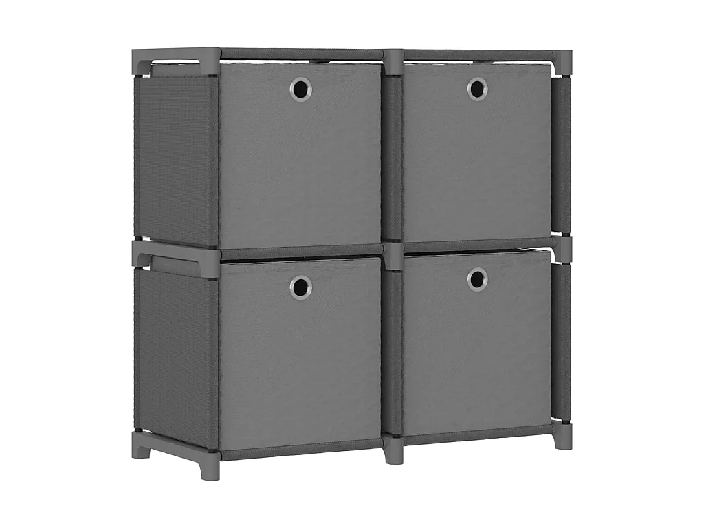 Étagère à 4 cubes avec boîtes Gris 69x30x72,5 cm Tissu OFR77058 BonneVie Meuble