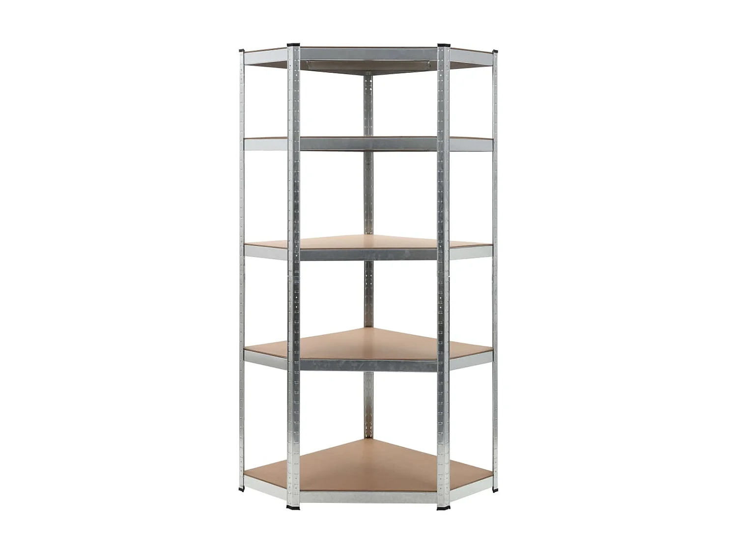 Hoekrek 5-laags staal en bewerkt hout zilverkleurig NL954200