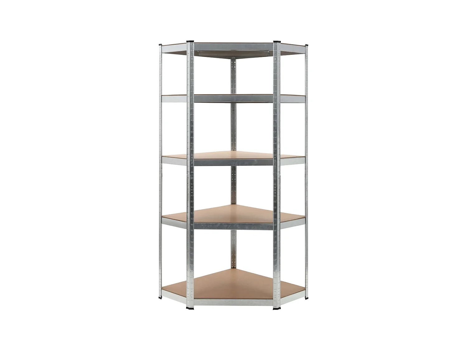 Étagère d'angle à 5 niveaux Argenté Acier et bois d'ingénierie OFR43688 BonneVie Meuble