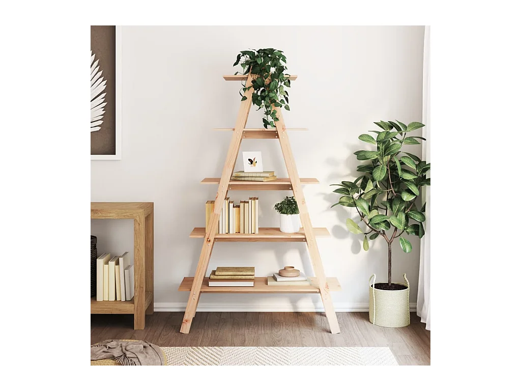 Étagère 5 niveaux en forme de A 110x40x180,5 cm bois pin massif OFR94610 BonneVie Meuble