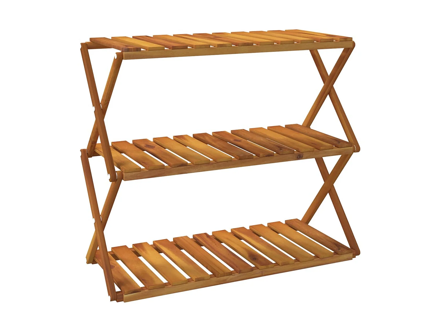 Étagère pliable à 3 niveaux Marron 70x31x63 cm Bois d'acacia OFR58970 BonneVie Meuble