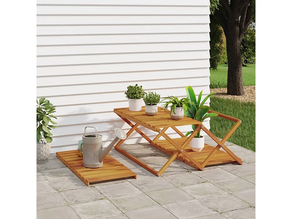 Étagère pliable à 3 niveaux Marron 70x31x63 cm Bois d'acacia OFR58970 BonneVie Meuble