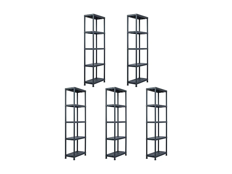 Estantería de plástico 5 unidades 125 kg 60x30x180 cm negro ES991486