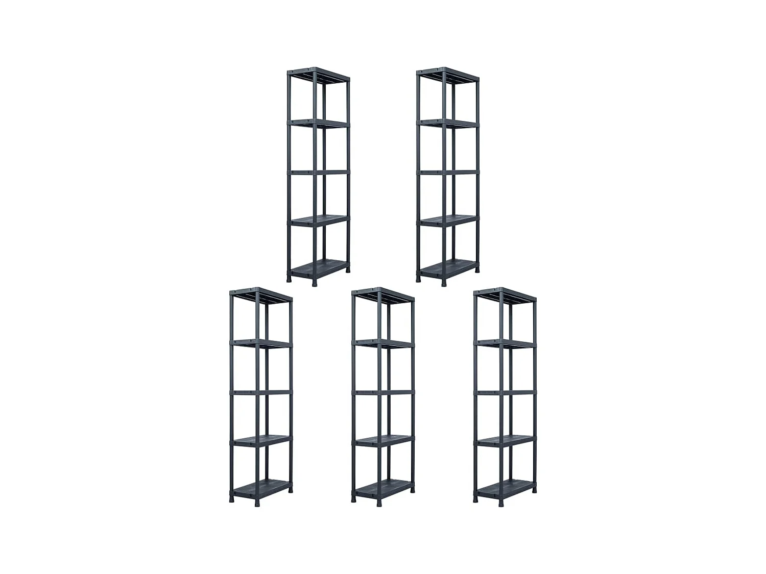 Étagères de rangement 5 pcs Noir 125 kg 60x30x180 cm Plastique OFR29262 BonneVie Meuble