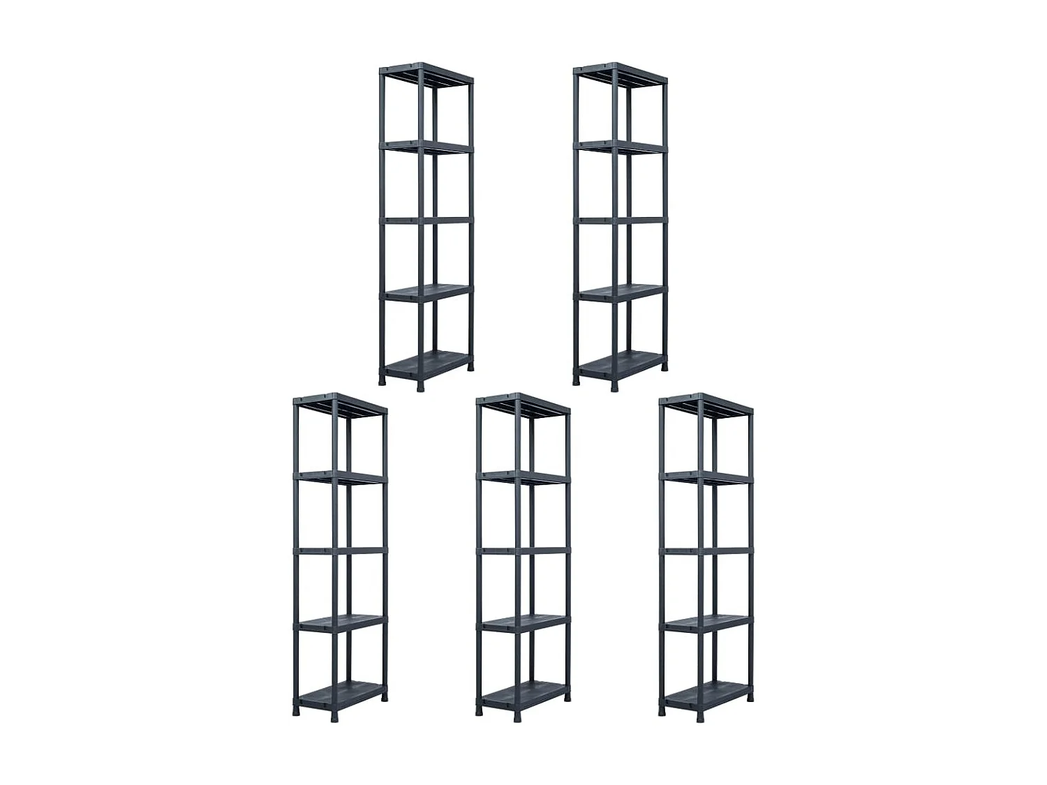 Étagères de rangement 5 pcs Noir 125 kg 60x30x180 cm Plastique OFR29262 BonneVie Meuble