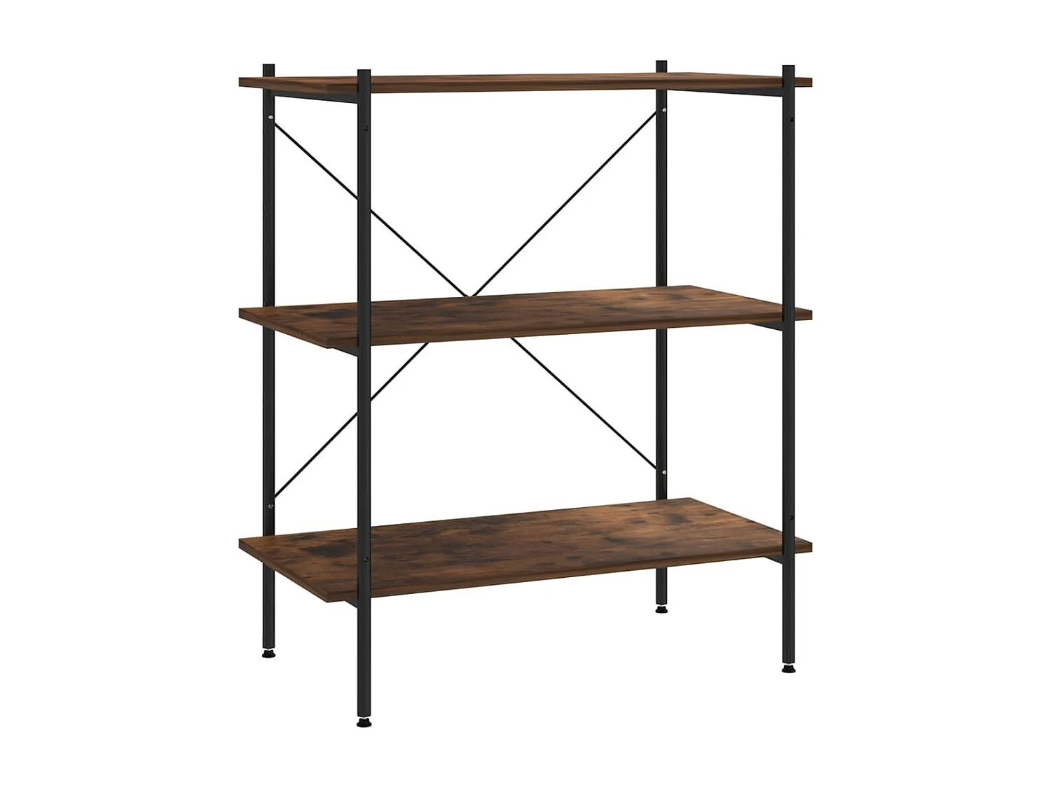 Étagère à 3 niveaux noir et naturel 80x40x92 cm OFR71526 BonneVie Meuble