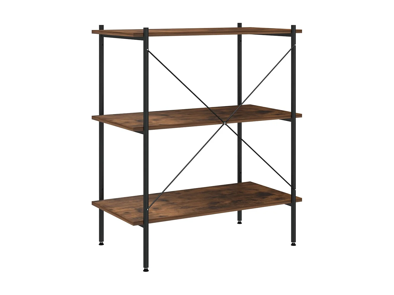 Étagère à 3 niveaux noir et naturel 80x40x92 cm OFR71526 BonneVie Meuble