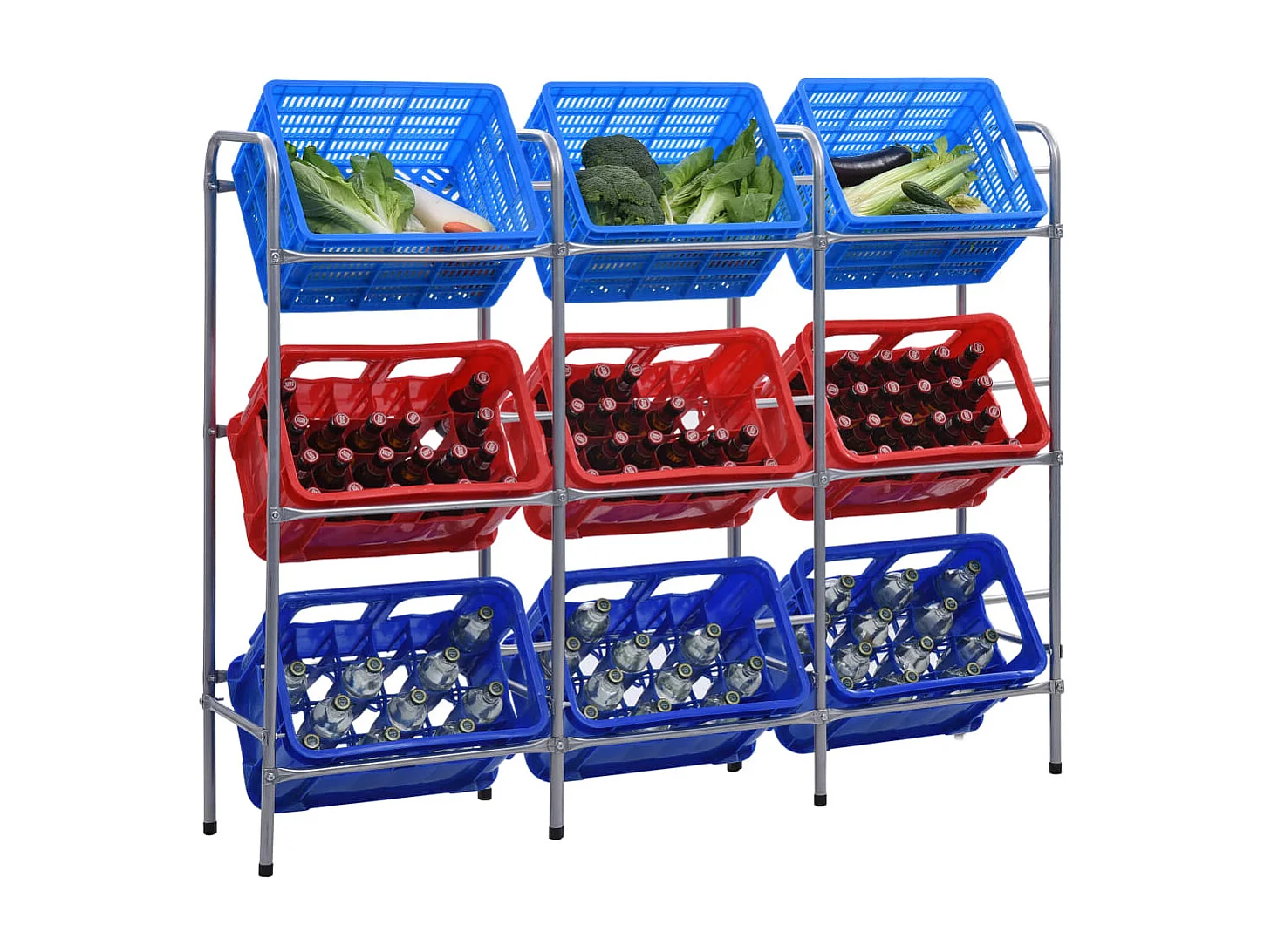 Étagère de rangement pour 9 caisses Argenté 145x33x116 cm Acier OFR29679 BonneVie Meuble