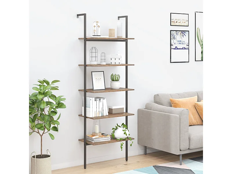 Unidade 5 prateleiras 64x35x185 cm castanho-escuro e preto PT507807