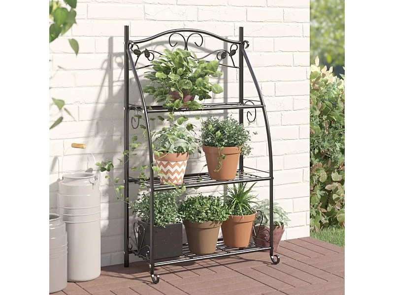 Étagère à fleurs Noir 56x30x96 cm Acier OFR82975 BonneVie Meuble