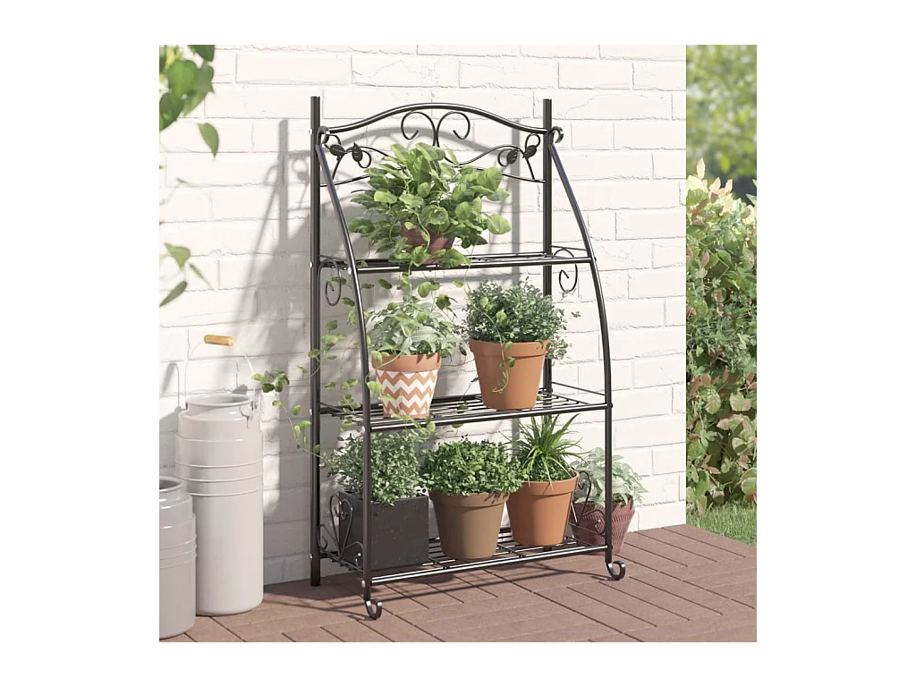 Étagère à fleurs Noir 56x30x96 cm Acier OFR82975 BonneVie Meuble