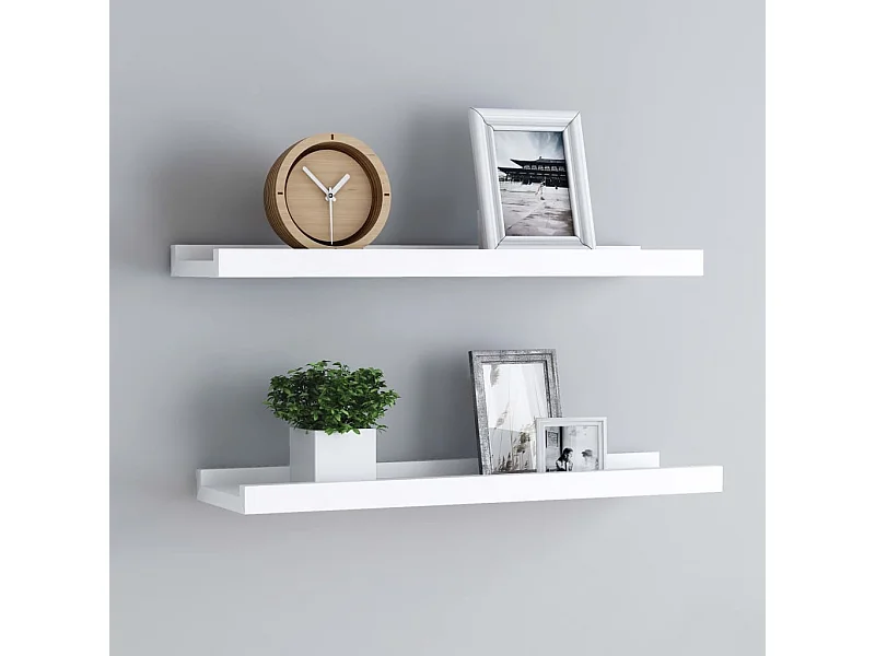 Unidade de prateleiras com rebordo 2 pcs 40x9x3 cm MDF branco PT557826