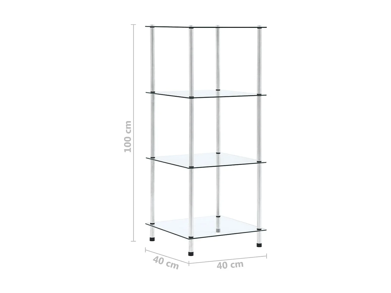 Étagère 4 niveaux Transparent 40x40x100 cm Verre trempé OFR42205 BonneVie Meuble