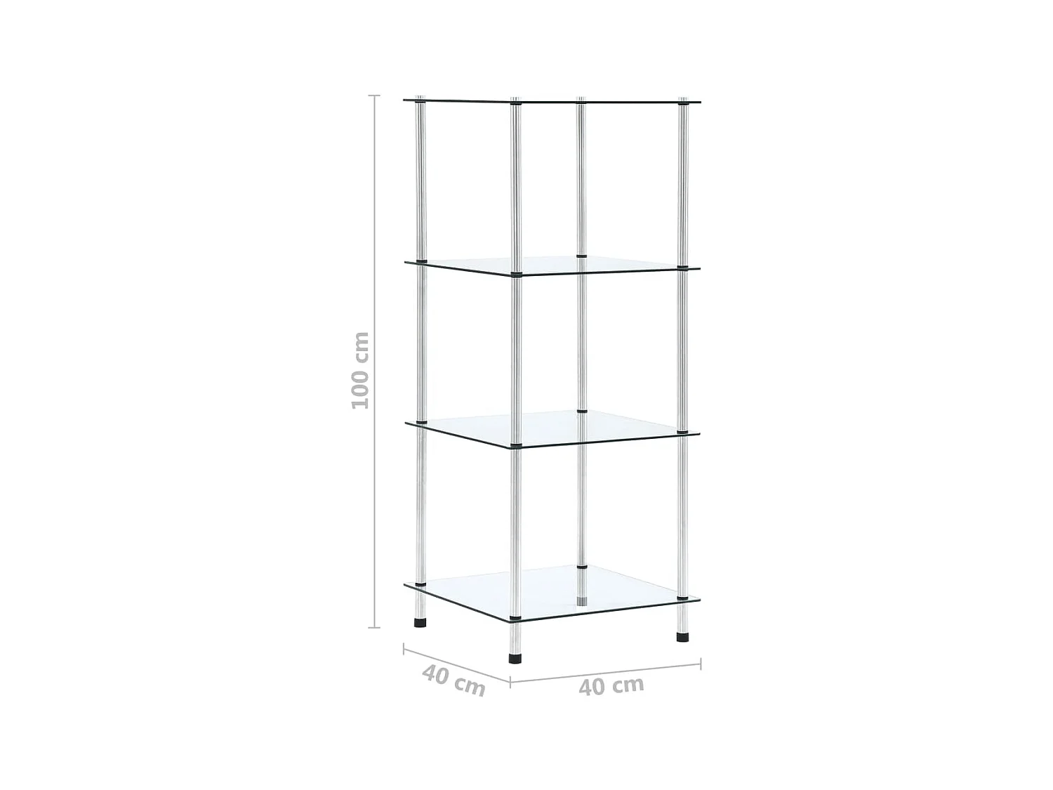 Kastje 4-laags 40x40x100 cm gehard glas transparant NL980328