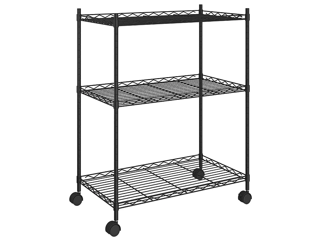 Étagère de rangement 3 niveaux et roues 60x35x81 cm noir 150 kg OFR65749 BonneVie Meuble