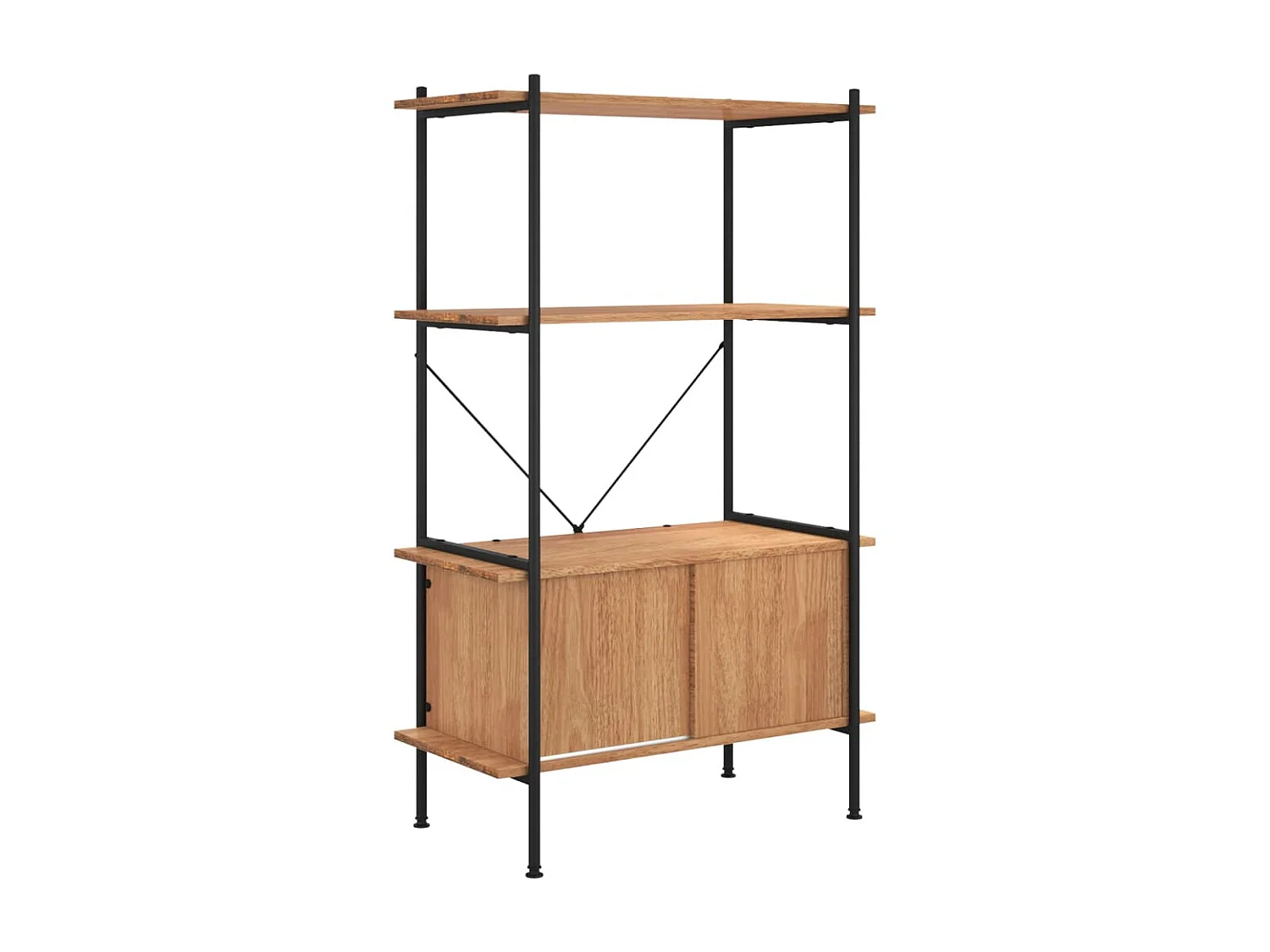 Étagère à 4 niveaux armoire 80x40x130cm Acier bois d'ingénierie OFR44508 BonneVie Meuble