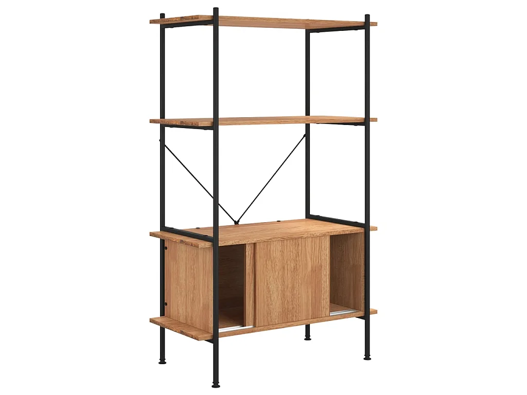 Étagère à 4 niveaux armoire 80x40x130cm Acier bois d'ingénierie OFR44508 BonneVie Meuble