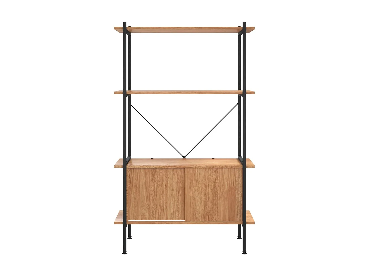 Étagère à 4 niveaux armoire 80x40x130cm Acier bois d'ingénierie OFR44508 BonneVie Meuble