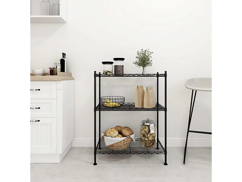 Étagère de rangement 3 niveaux 60x35x76 cm noir 150 kg OFR93961 BonneVie Meuble