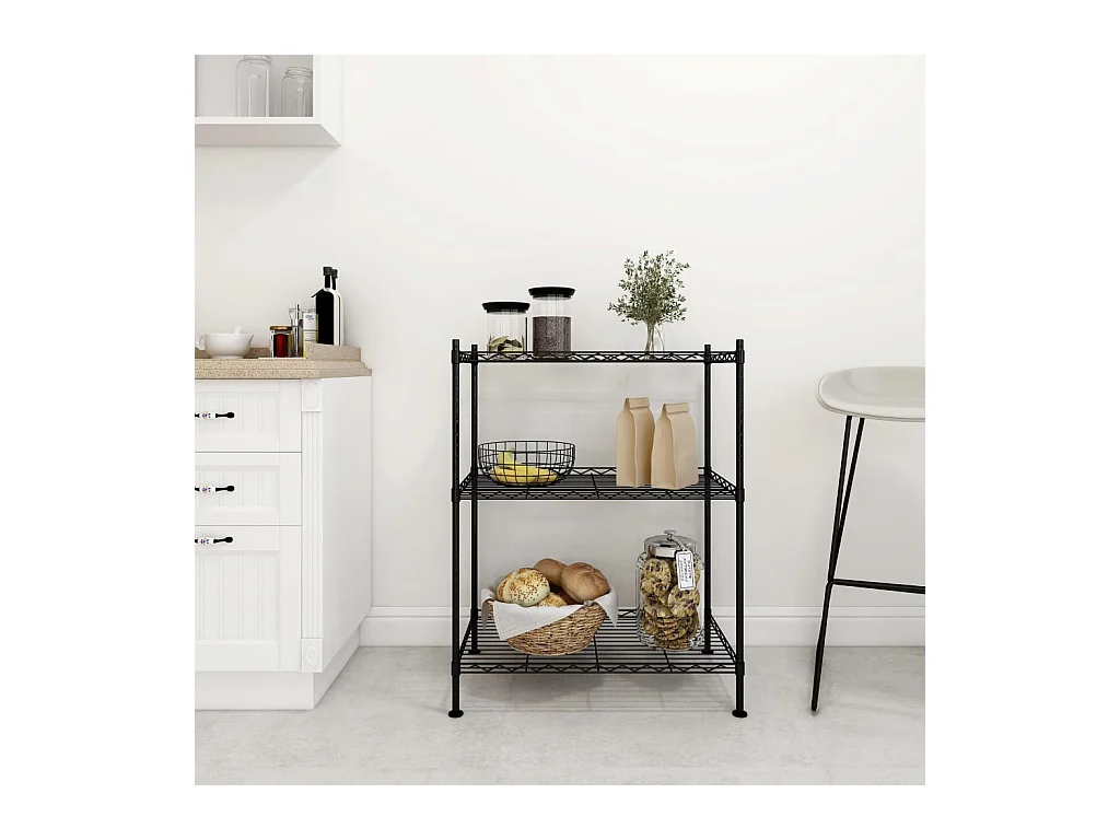 Étagère de rangement 3 niveaux 60x35x76 cm noir 150 kg OFR93961 BonneVie Meuble