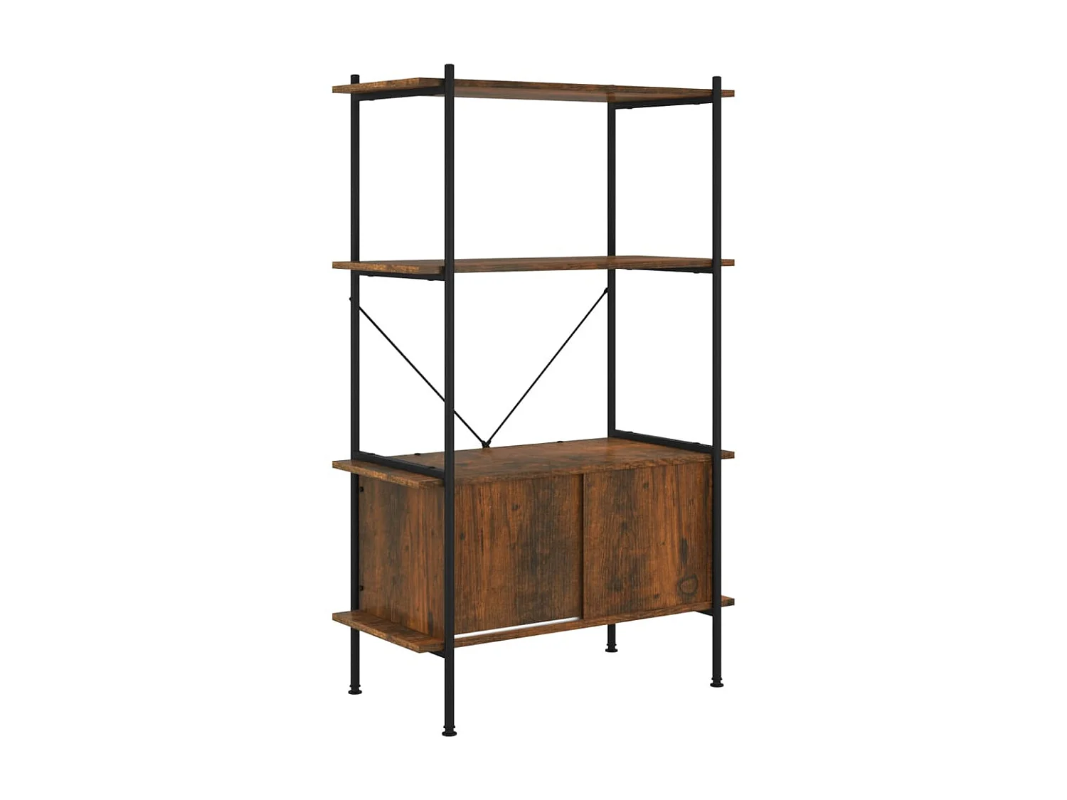 Étagère à 4 niveaux armoire 80x40x130cm Acier bois d'ingénierie OFR54029 BonneVie Meuble