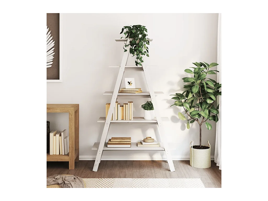 Étagère 5 niveaux en forme de A 110x40x180,5 cm bois pin massif OFR21304 BonneVie Meuble