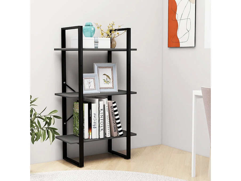 Étagère de rangement Gris 60x30x105 cm Aggloméré OFR54176 BonneVie Meuble