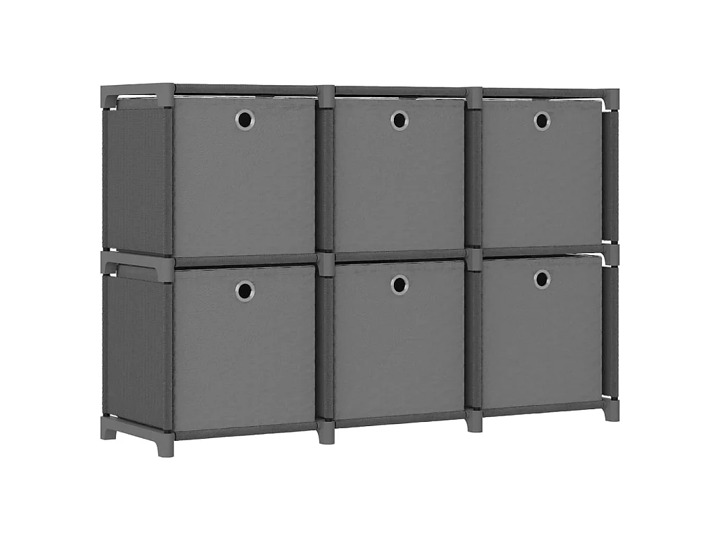 Estantería de 6 cubos con cajas de tela gris 103x30x72,5 cm ES283520
