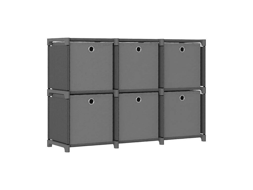 Étagère d'affichage 6 cubes et boîtes Gris 103x30x72,5 cm Tissu OFR45989 BonneVie Meuble