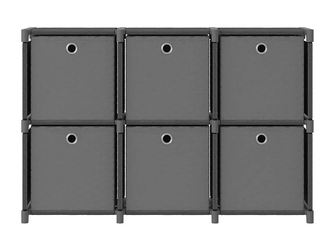 Étagère d'affichage 6 cubes et boîtes Gris 103x30x72,5 cm Tissu OFR45989 BonneVie Meuble