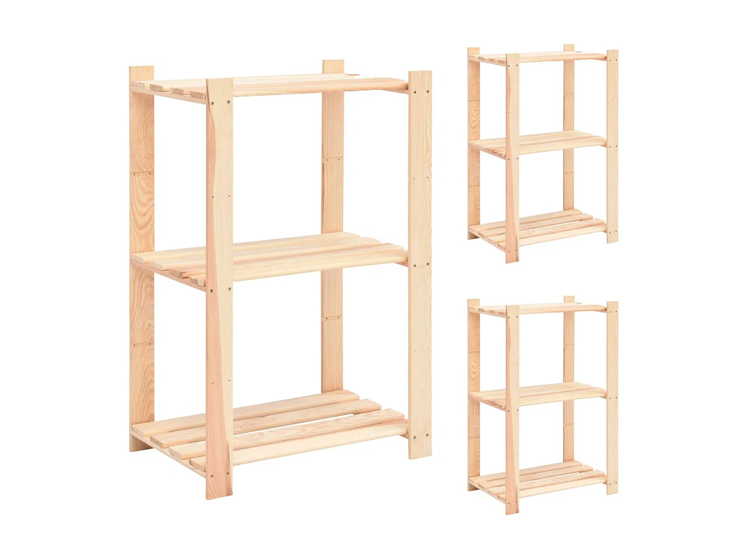 Étagères de rangement à 3 niveaux 3 pcs 60x38x90 cm Pin 150 kg OFR88418 BonneVie Meuble