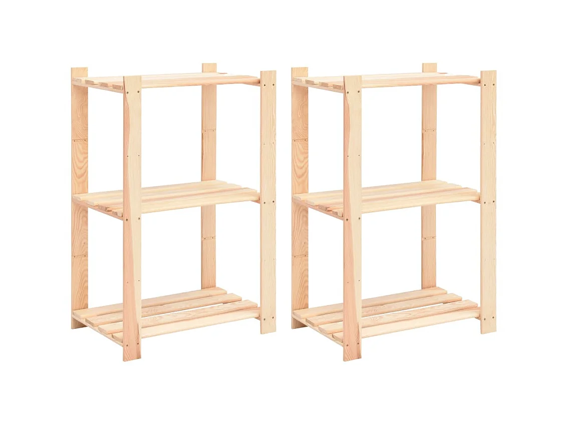 Étagères de rangement à 3 niveaux 2 pcs 60x38x90 cm Pin 150 kg OFR53065 BonneVie Meuble
