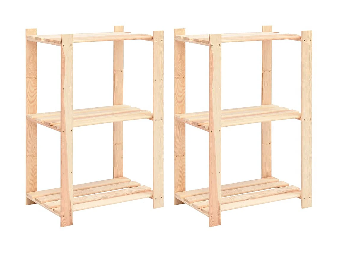 Étagères de rangement à 3 niveaux 2 pcs 60x38x90 cm Pin 150 kg OFR53065 BonneVie Meuble