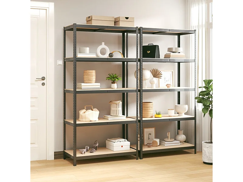 Estante 5 prateleiras 2 pcs madeira processada/aço antracite PT260966