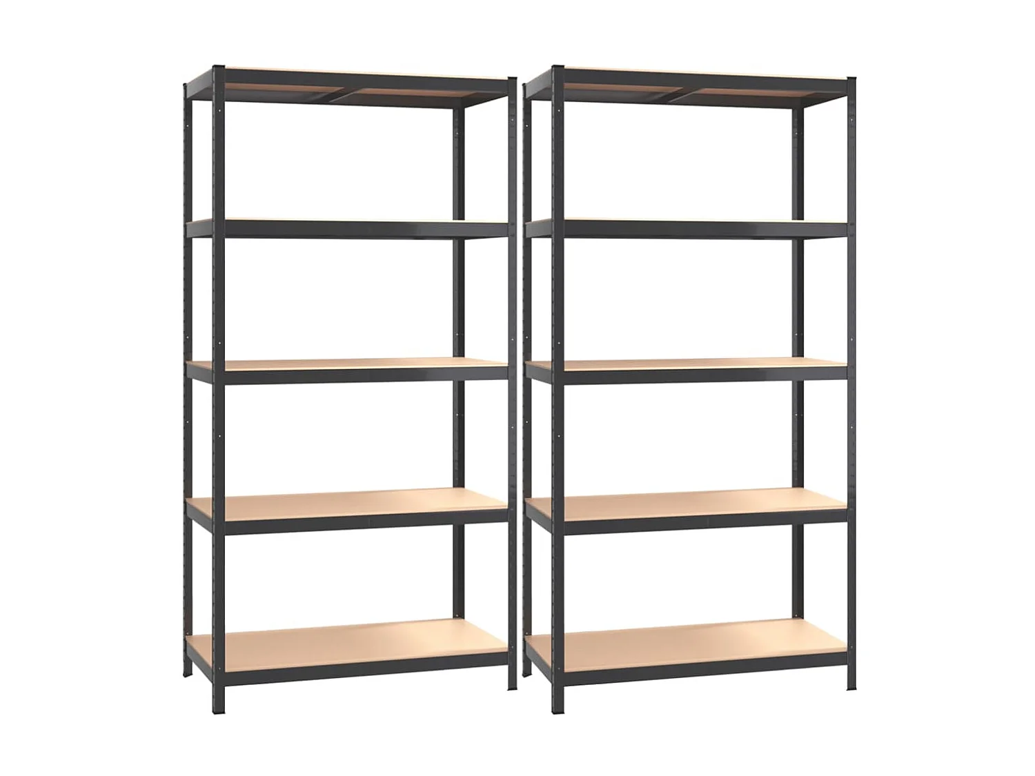 Opbergrekken 5-laags 2 st staal & bewerkt hout antracietkleurig NL354187