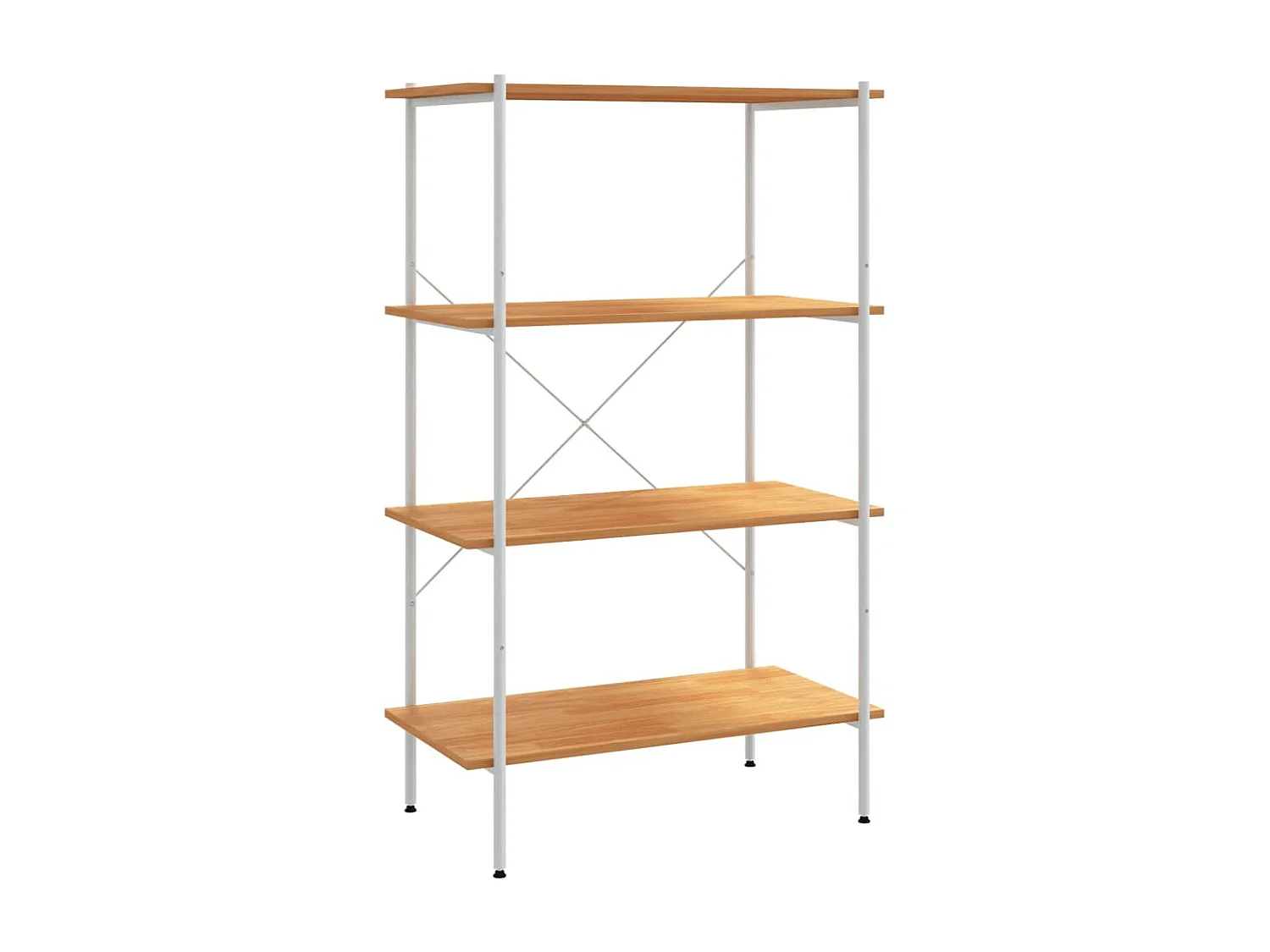 Étagère à 4 niveaux Blanc et chêne 80x40x130 cm OFR90851 BonneVie Meuble