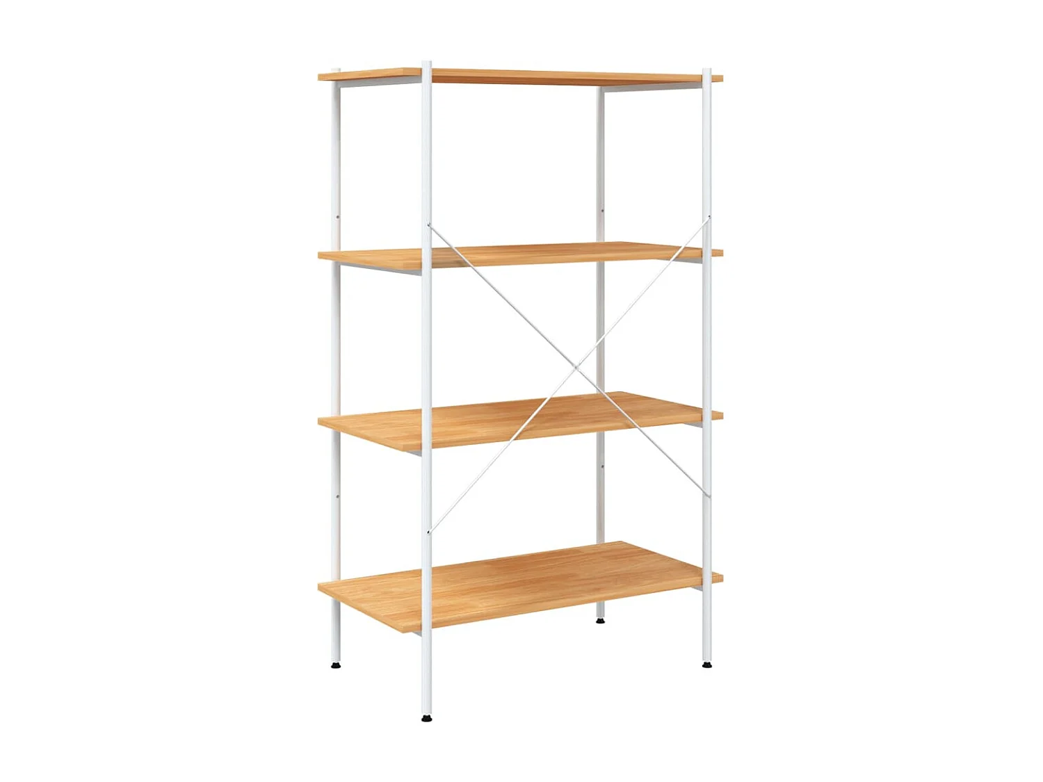 Étagère à 4 niveaux Blanc et chêne 80x40x130 cm OFR90851 BonneVie Meuble